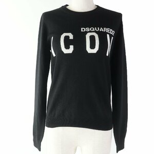 極美品☆DSQUARED2 ディースクエアード 21AW S80HA0001 ウール100％ ICONロゴ 長袖 ニット ブラック XS イタリア製 正規品 レディース