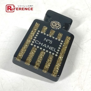 CHANEL シャネル CC ココマーク 香水瓶 ラインストーン ラメ アクセサリー 17A ブローチ ブラック レディース【中古】