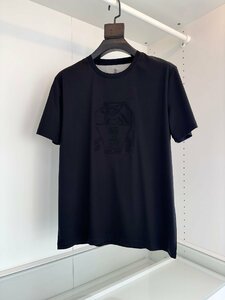 BRUNELLO CUCINELLI(ブルネロ クチネリ) メンズ T-シャツ　半袖　丸首　綿　ブラック　Mサイズ　トップス カットソー　クルーネック