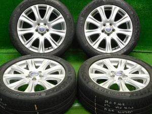 中古 ホイールタイヤ 4本 225/60R17 2018年製 6分山 ボルボ V70 純正 ラジアル タイヤ コンチネンタル プレミアムコンタクト6