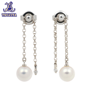 ★美品★MIKIMOTO ミキモト　アコヤパール　ダイヤピアス　パール6.8mm　2.7g　K18WG　中古A【辻屋質店J1893】