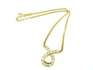 ■美品■ NINA RICCI ニナリッチ ラインストーン ネックレス ペンダント アクセサリー レディース ゴールド系×クリア DF0094