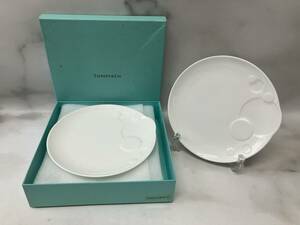 TIFFANY＆Co. ティファニー ムーンズプレート 2枚セット 約17.5㎝ ホワイト 白 ペア 食器 お皿