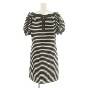 ハーリップトゥ Herlipto Saint-Tropez Striped Mini Dress ワンピース ミニ 半袖 ボーダー M 黒 ブラック 白 ホワイト レディース