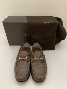 美品 GUCCI size6 クロコローファー ビット クロコダイル スリッポン グッチ イタリア製 箱付き (P)