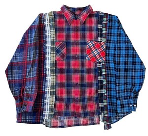 Rebuild by Needles リビルドバイニードルス【EJ261】Flannel Shirt Wide 7 Cuts Shirt リメイク フランネル ワイド チェックシャツ