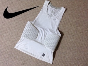 ★中古★ナイキ プロ コンプレッション パッド入り タンクトップ 白 ホワイト DRI-FIT NIKE PRO トップス メンズ Lサイズ ジム NIKE