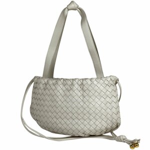 【在庫一掃】 ボッテガヴェネタ BOTTEGAVENETA イントレチャート ショルダーバッグ ハンドバッグ レザー ホワイト レディース 【中古】