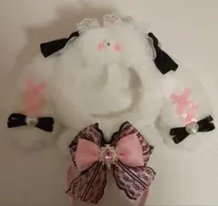 15cm 16cm ぬい服 たれみみうさぎ ピンク ブラック ヘッドドレス