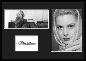 10種類!Grace Kelly/グレース・ケリー/モナコ公国/公妃サインプリント&証明書付きフレーム/BW/モノクロ/ディスプレイ (1-3W)