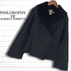 良品 PHILOSOPHY DI ALBERTA FERRETTI フィロソフィー アルベルタフェレッティー ムートン 本革 ラム レザー ジャケット レディース 3204G