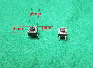 基板差込取り付け６ｍｍ×６ｍｍ厚さ４ｍｍタクトＳＷ押している間オン２個１組送料全国一律ゆうメール１８０円同サイズ面実装も有ります