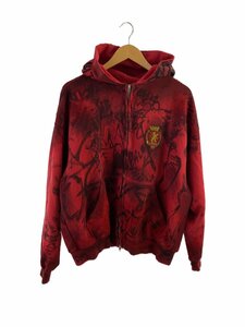 BALENCIAGA◆MEDIUM FIT ZIP-UP HOODIE/ジップパーカー/XS/コットン/RED/総柄