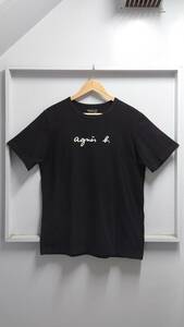 agnes b. homme ロゴプリント Tシャツ ブラック サイズ3 半袖 アニエスベーオム 日本製