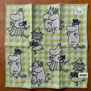 MOOMIN　川辺　三重ガーゼハンカチ　チェック　グリーン　ムーミン