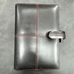 Filofax ファイロファックス 黒レザー 赤ステッチ　バイブルサイズ