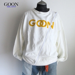 【GOON MILANO / イタリア】日本未入荷レアブランド◎ ジッパーデザイン ロゴ トレーナー 白!! （39300円 裏毛スウェット）