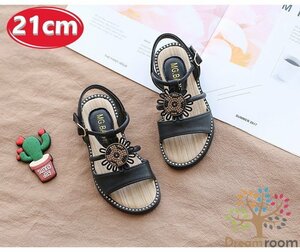 kids バックル リゾートサンダル 【ブラック 21cm】 韓国子供服 キッズ ビーチサンダル 子供用 女の子