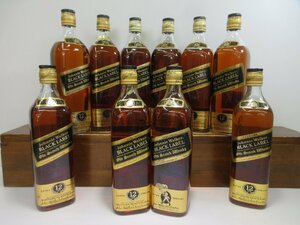 10本セット ジョニーウォーカー ブラックラベル 黒金キャップ JOHNNIE WALKER 750ml スコッチウイスキー 未開栓 古酒 1円スタート/6-19-1