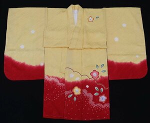 inagoya♪超かわいい着物♪【女の子・三つ身単品】黄色系 刺繍 正絹 新品 着用可 七五三 y8253mw