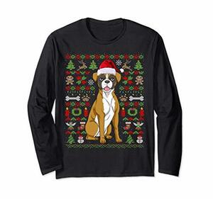 不細工なクリスマスボクサー クリスマス犬プレゼント 長袖Tシャツ