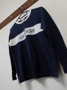 assk6-489☆子供服/キッズ　adidas/アディダス　男児向け　長袖Tシャツ　トップス　丸首　ネイビー　サイズ140　綿100%