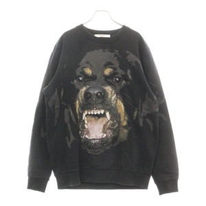 GIVENCHY ジバンシィ Rottweiler Sweatshirt ロットワイラー 犬 プリントクルーネック長袖スウェットトレーナー ブラック 15S 7325 653