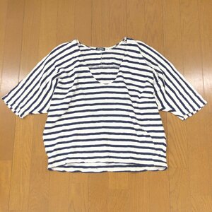 JOURNAL STANDARD ジャーナルスタンダード 麻 リネン100% ドルマンスリーブ ボーダー サマーニット カットソー F 日本製 Tシャツ セーター