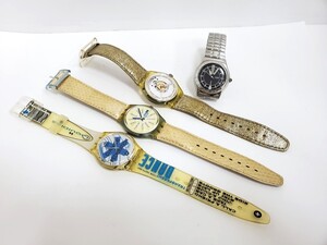 ☆1円～ 稼働 swatch スウォッチ まとめて 4本 クオーツ/自動巻き 腕時計☆