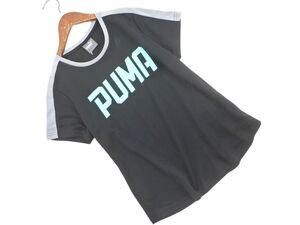 PUMA プーマ ロゴ トレーニングウェア Tシャツ sizeL/黒ｘグレー ■◆ ☆ eec8 レディース