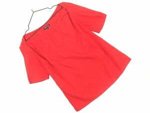 ネコポスOK INDIVI インディヴィ ギャザー ブラウス シャツ size38/赤 ■◆ ☆ ega1 レディース