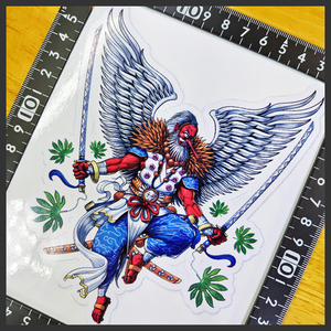 天狗 ステッカー 15×12.5 (cm) Tengu01 [●匿名配送● テング 武士 侍 古風 レトロ ビンテージ ジョーク ]