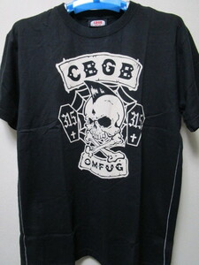 新品！正規品ライセンス品！CBGB&OMFUG 半袖Ｔシャツ・Ｌ・黒／ブラック（パンクロックライブハウスモヒカン骸骨ドクロスカルラモーンズ）