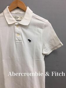 アバクロンビーアンドフィッチAbercrombie &Fitch アイコン 鹿の子 ポロシャツ 半袖 襟 ホワイト メンズ Sサイズ 170/92A ～△&