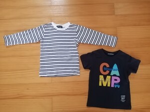 LITTLE BEAR CLUB リトルベアークラブ 95 キッズ 半袖Tシャツ 長袖Tシャツ 半袖 長袖 2枚セット ボーダー柄 ロンT 男の子 まとめ売り