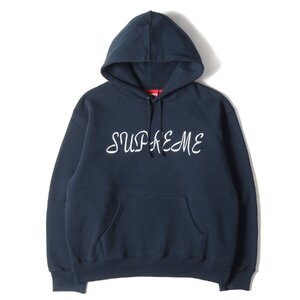 Supreme シュプリーム パーカー サイズ:S 23SS スクリプトロゴ スウェット パーカー Script Hooded Sweatshirt ネイビー 紺 トップス