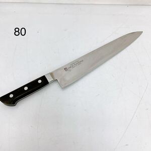 5SC153 堺兼重 牛刀 堺 KANESHIGE 料理包丁 長さ43cm お手入れ油付き 中古 現状品