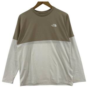 ゆうパケットOK THE NORTH FACE ザ・ノースフェイス バイカラー 長袖Ｔシャツ sizeS/ベージュ×ホワイト