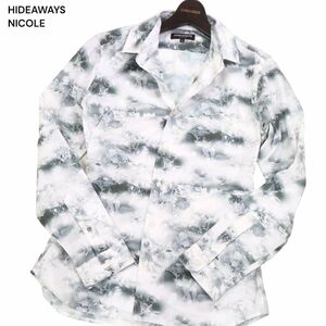 美品 23SS★ HIDEAWAYS NICOLE ハイダウェイ ニコル 通年 ボタニカル転写 総柄★ 長袖 ストレッチ シャツ Sz.46　メンズ　I4T02089_6#C