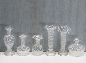 12分の1サイズ　ガラス花瓶6個セット　ドイツ製　ドールハウス　ミニチュア　