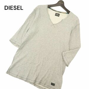 DIESEL ディーゼル 春夏 Vネック 7分袖 カットソー Tシャツ Sz.M　メンズ グレー　C4T05082_5#A