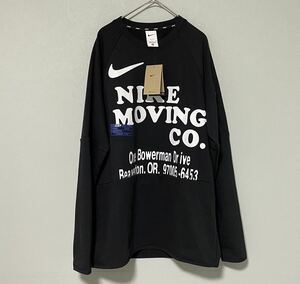 L 新品 NIKE スウェット DRI-FIT 長袖 トレーナー 黒 ブラック メンズ ナイキ MOVING CO クルー