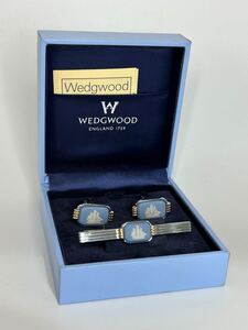 1円スタート WEDGWOOD ウェッジウッド ネクタイピン カフス セット ENGLAND 1959 ブルー 