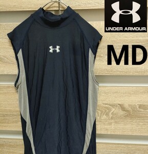 UNDERARMOUR（アンダーアーマー）ノースリーブアンダーシャツ MD ネイビー （Ju16）METAL モックネック ■ネコポス発送！