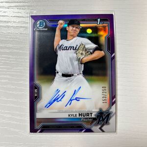 2021 Bowman Draft Kyle Hurt purple refractor auto 250枚限定