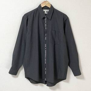 90s COMME des GARCONS SHIRT 比翼 セルビッチ ストライプ 長袖シャツ グレー Sサイズ コムデギャルソンシャツ VINTAGE archive 4100025