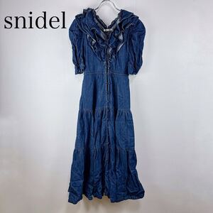 snidel スナイデル　新木優子　SWEET コラボ　サイズ0 デニムロングワンピース　FRILL LONG DRESS