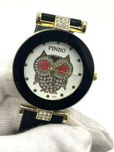 【電池切れ】PINBO　腕時計　梟デザイン　フクロウ　ラインストーン　ラグジュアリーデザイン　ケース：3.8　