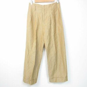 美品 22SS MARGARET HOWELL マーガレットハウエル LINEN COTTON リネンコットン トラウザーズ ワイドパンツ 1 ブラウン系 ◆