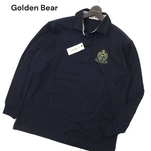 【新品 未使用】 Golden Bear ゴールデンベア 通年 ロゴ刺繍★ 長袖 ポロシャツ Sz.L　メンズ ネイビー　C4T06436_7#C